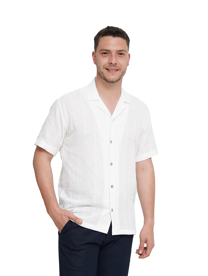 Chemise à manches courtes avec lin